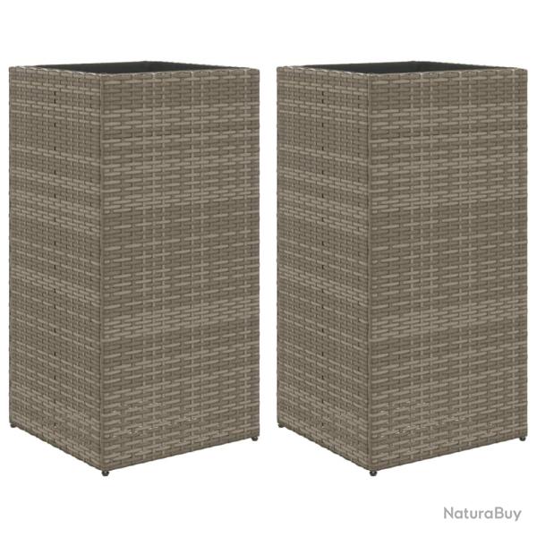 Jardini�re bac lit sur�lev� plantes fleurs jardin terrasses lot de 2 40 x 40 x 80 cm r�sine tress�e