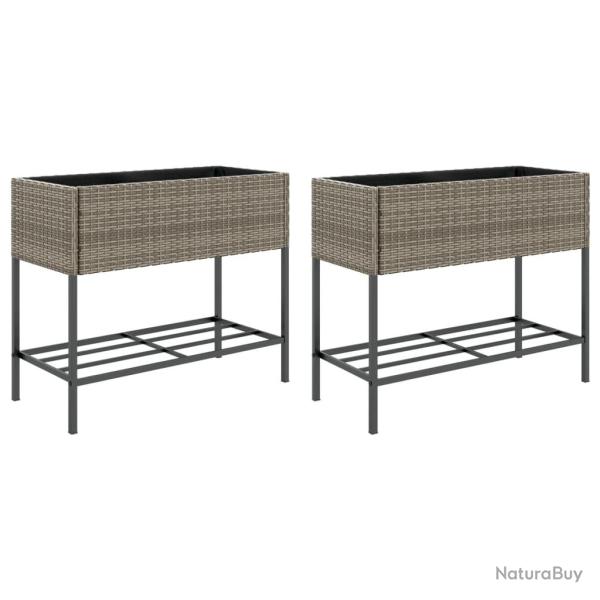 Jardini�re bac lit sur�lev� plantes fleurs jardin terrasses avec �tag�re lot de 2 90 x 40 x 75 cm r