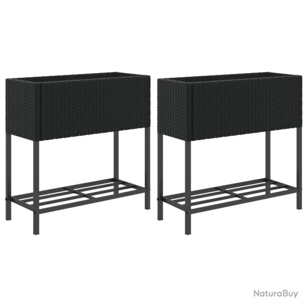 Jardini�re bac lit sur�lev� plantes fleurs jardin terrasses avec �tag�re lot de 2 70 x 28 x 70 cm r