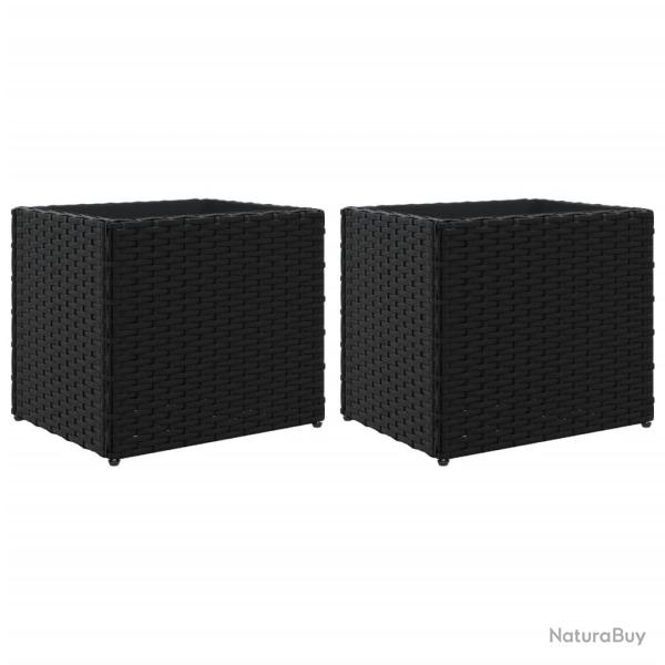 Jardini�re bac lit sur�lev� plantes fleurs jardin terrasses lot de 2 36 x 30 x 32 cm r�sine tress�e