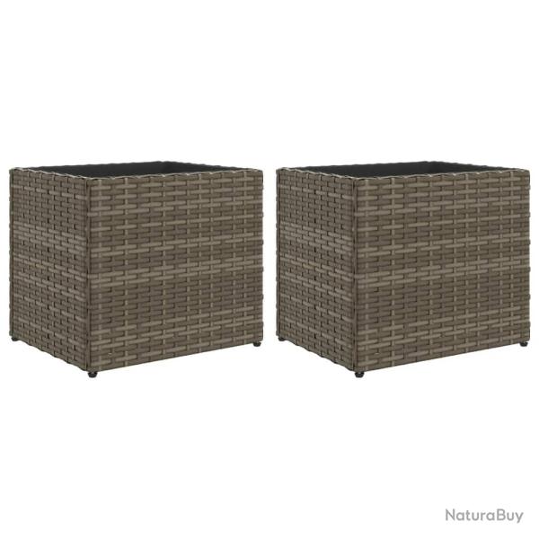 Jardini�re bac lit sur�lev� plantes fleurs jardin terrasses lot de 2 36 x 30 x 32 cm r�sine tress�e