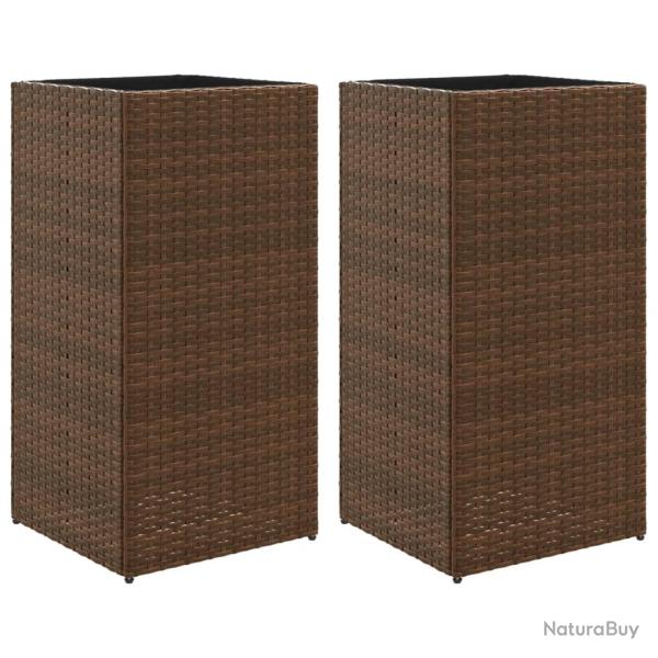 Jardini�re bac lit sur�lev� plantes fleurs jardin terrasses lot de 2 40 x 40 x 80 cm r�sine tress�e