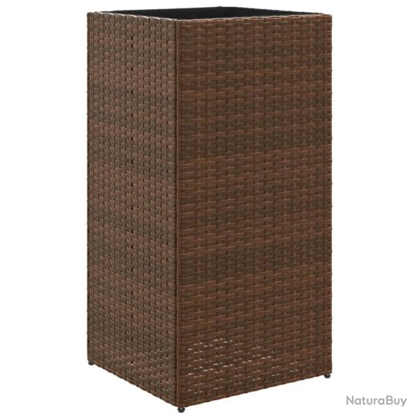 Jardini�re bac lit sur�lev� plantes fleurs terrasse jardin 40 x 40 x 80 cm r�sine tress�e marron 02