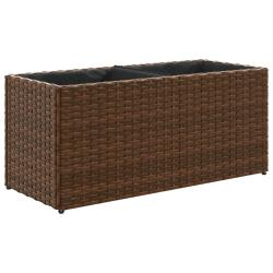Jardini&egrave;re bac lit sur&eacute;lev&eacute; plantes fleurs terrasse jardin avec 2 pots 72 x 30 x 32 cm r&eacute;sine tress