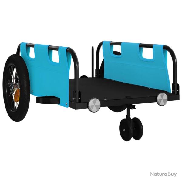 Remorque chariot transport de v�lo tissu oxford fer bleu 02_0044390