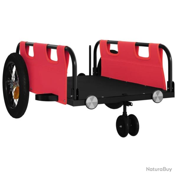 Remorque chariot transport de v�lo tissu oxford fer rouge 02_0044389