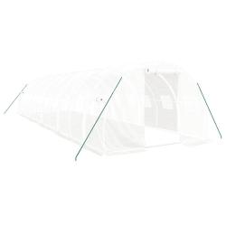 Serre tente abri plante fleur l&eacute;gumes avec cadre en acier 30 m&sup2; 10 x 3 x 2 m blanc 02_0044569