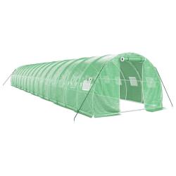 Serre tente abri plante fleur l&eacute;gumes avec cadre en acier 48 m&sup2; 16 x 3 x 2 m vert 02_0044598