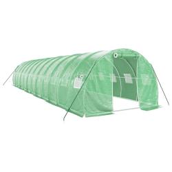 Serre tente abri plante fleur l&eacute;gumes avec cadre en acier 36 m&sup2; 12 x 3 x 2 m vert 02_0044578