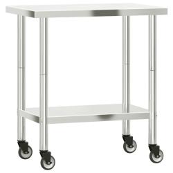 Table de travail de cuisine professionnelle avec roues 82,5 x 55 x 85 cm acier inoxydable 02_0045417