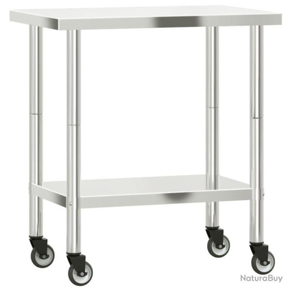 Table de travail de cuisine professionnelle avec roues 82,5 x 55 x 85 cm acier inoxydable 02_0045417