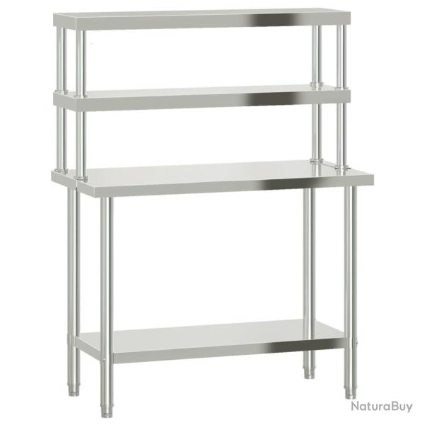 Table de travail de cuisine professionnelle avec �tag�re 110 x 55 x 150 cm acier inoxydable 02_0045