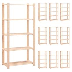 &Eacute;tag&egrave;res meubles de rangement &agrave; 5 niveaux 10pi&egrave;ces 80 x 38 x 170 cm Pin 250 kg beige 02_0045729