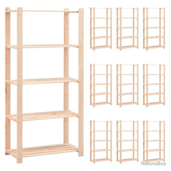 �tag�res meubles de rangement � 5 niveaux 10pi�ces 80 x 38 x 170 cm Pin 250 kg beige 02_0045729