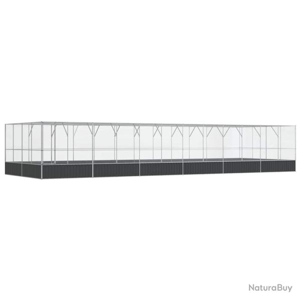 Voli�re cage � oiseaux avec extension argent� 1246 x 414 x 212 cm acier Argent 02_0045649
