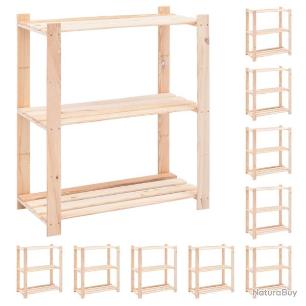 �tag�res meubles de rangement � 3 niveaux 10 pi�ces 80 x 38 x 90 cm Pin 150 kg beige 02_0045722