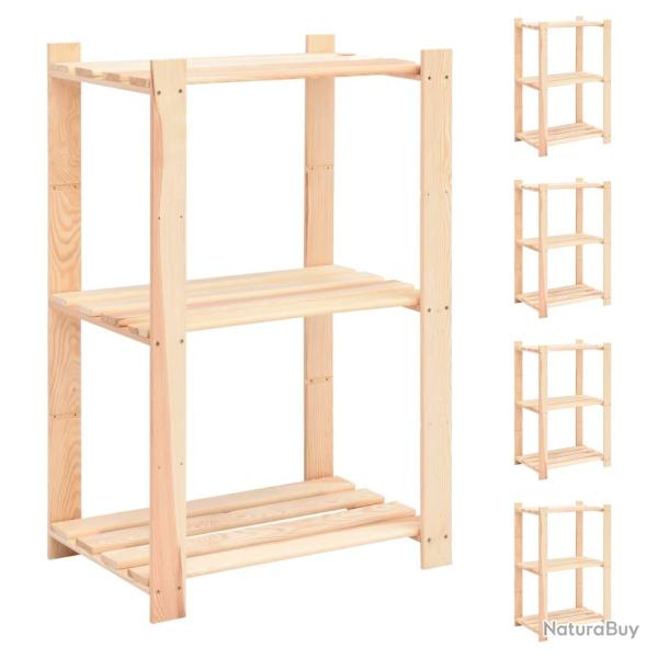 tagres meubles de rangement  3 niveaux 5 pices 60 x 38 x 90 cm Pin 150 kg beige 02_0045725