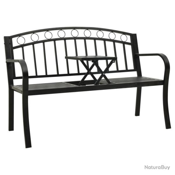 Banc de jardin meuble de patio d'ext�rieur terrasse avec table noir 120 cm acier 02_0011643