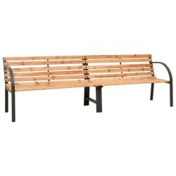 Banc de jardin meuble de patio d'ext&eacute;rieur terrasse double de jardin 225 cm bois de sapin massif 02