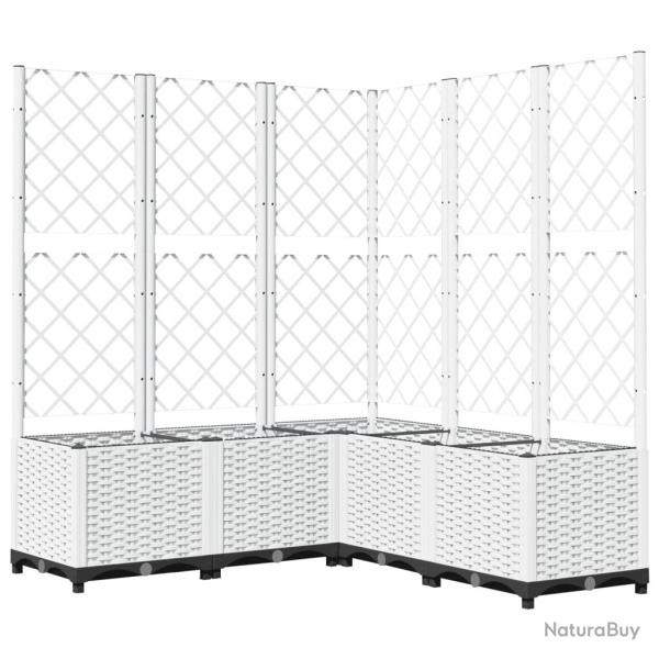 Jardini�re bac lit sur�lev� plantes fleurs terrasse jardin avec treillis 120 x 120 x 136 cm PP blan