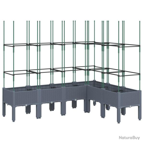 Jardini�re bac lit sur�lev� plantes fleurs terrasse jardin avec treillis 160 x 120 x 142,5 cm PP gr