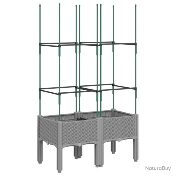 Jardini�re bac lit sur�lev� plantes fleurs terrasse jardin avec treillis clair 80 x 40 x 142,5 cm P