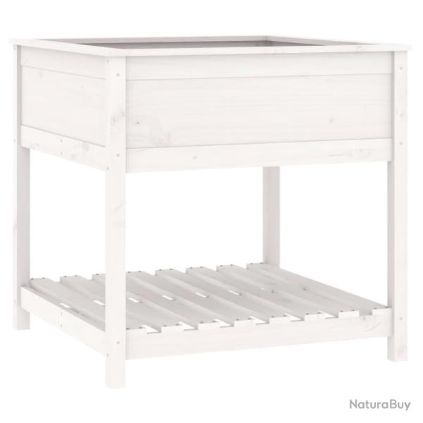 Jardini�re bac lit sur�lev� plantes fleurs terrasse jardin avec �tag�re 82,5 x 82,5 x 81cm bois mas