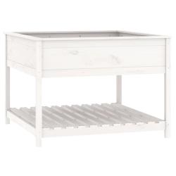 Jardini&egrave;re bac lit sur&eacute;lev&eacute; plantes fleurs terrasse jardin et &eacute;tag&egrave;re 111,5 x 111,5 x 81cm bois mas