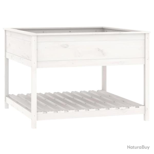 Jardini�re bac lit sur�lev� plantes fleurs terrasse jardin et �tag�re 111,5 x 111,5 x 81cm bois mas