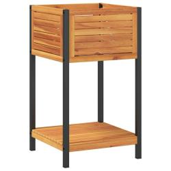 Jardini&egrave;re bac lit sur&eacute;lev&eacute; plantes fleurs terrasse jardin et &eacute;tag&egrave;re 45 x 45 x 80 cm bois massif d