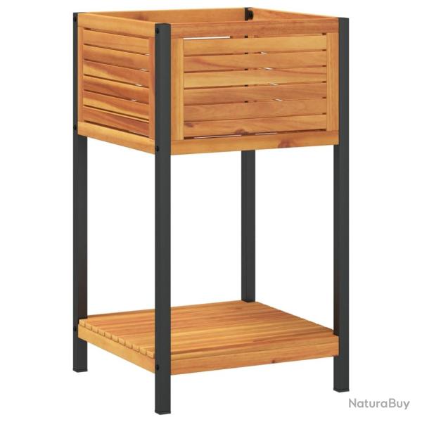 Jardini�re bac lit sur�lev� plantes fleurs terrasse jardin et �tag�re 45 x 45 x 80 cm bois massif d