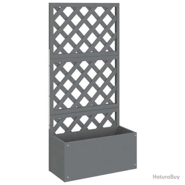 Jardini�re bac lit sur�lev� plantes fleurs terrasse jardin en treillis 65 x 33 x 135 cm WPC gris 02