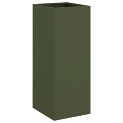 Jardini&egrave;re bac lit sur&eacute;lev&eacute; plantes fleurs terrasse jardin olive 32 x 29 x 75 cm acier vert 02_0038