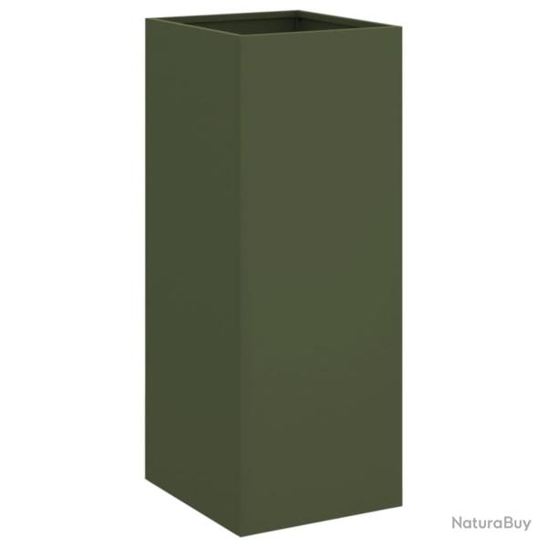 Jardini�re bac lit sur�lev� plantes fleurs terrasse jardin olive 32 x 29 x 75 cm acier vert 02_0038