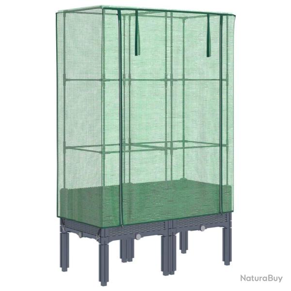 Jardini�re bac lit sur�lev� plantes fleurs terrasse jardin sur�lev�e avec housse aspect rotin 80 x