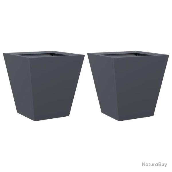 Jardini�re bac lit sur�lev� plantes fleurs jardin terrasses lot de 2 30 x 30 x 30 cm acier anthraci