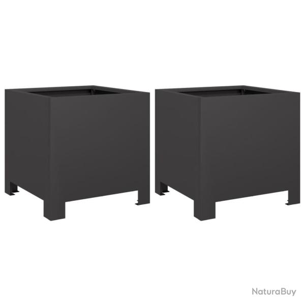 Jardini�re bac lit sur�lev� plantes fleurs jardin terrasses lot de 2 30 x 30 x 30 cm acier noir 02_