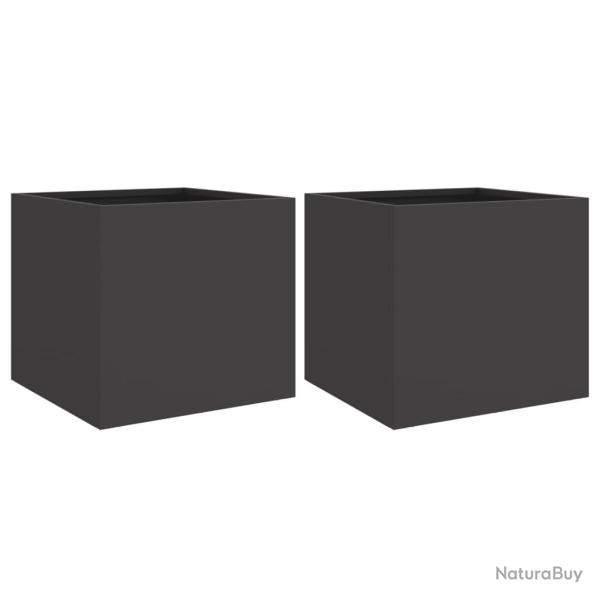 Jardini�re bac lit sur�lev� plantes fleurs jardin terrasses lot de 2 32 x 30 x 29 cm acier noir 02_