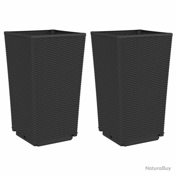 Jardini�re bac lit sur�lev� plantes fleurs jardin terrasses lot de 2 32,5 x 32,5 x 57 cm polypropyl