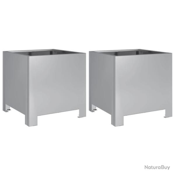 Jardini�re bac lit sur�lev� plantes fleurs jardin terrasses lot de 2 30 x 30 x 30 cm acier galvanis