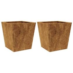 Jardini&egrave;re bac lit sur&eacute;lev&eacute; plantes fleurs jardin terrasses lot de 2 40 x 40 x 40 cm acier corten M