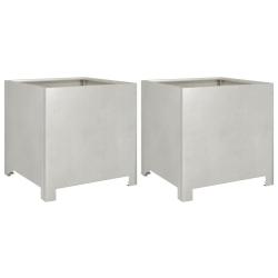 Jardini&egrave;re bac lit sur&eacute;lev&eacute; plantes fleurs jardin terrasses lot de 2 40 x 40 x 40 cm acier inoxydab