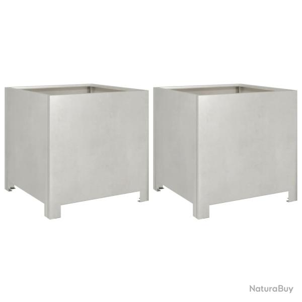 Jardini�re bac lit sur�lev� plantes fleurs jardin terrasses lot de 2 40 x 40 x 40 cm acier inoxydab