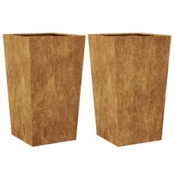 Jardini&egrave;re bac lit sur&eacute;lev&eacute; plantes fleurs jardin terrasses lot de 2 45 x 45 x 75 cm acier corten M