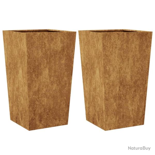 Jardini�re bac lit sur�lev� plantes fleurs jardin terrasses lot de 2 45 x 45 x 75 cm acier corten M