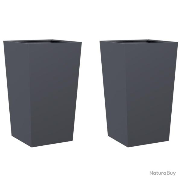 Jardini�re bac lit sur�lev� plantes fleurs jardin terrasses lot de 2 45 x 45 x 75 cm acier anthraci