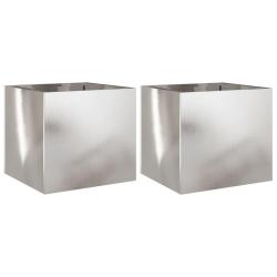 Jardini&egrave;re bac lit sur&eacute;lev&eacute; plantes fleurs jardin terrasses lot de 2 argent&eacute; 32 x 30 x 29 cm acier