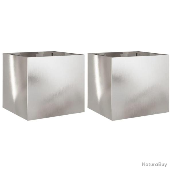 Jardini�re bac lit sur�lev� plantes fleurs jardin terrasses lot de 2 argent� 32 x 30 x 29 cm acier