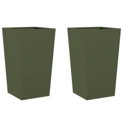 Jardini&egrave;re bac lit sur&eacute;lev&eacute; plantes fleurs jardin terrasses lot de 2 olive 45 x 45 x 75 cm acier ve