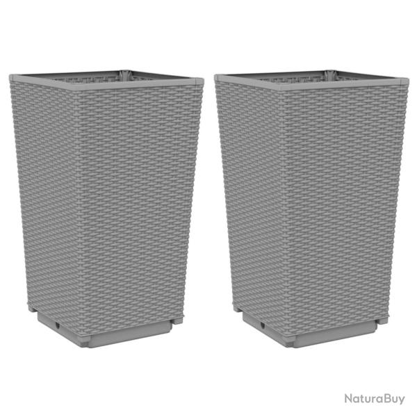 Jardini�re bac lit sur�lev� plantes fleurs jardin terrasses lot de 2 clair 32,5 x 32,5 x 57 cm poly